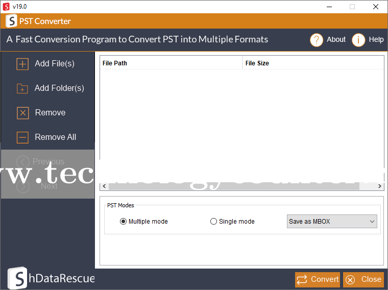 ShDataRescue PST Converter Screenshots